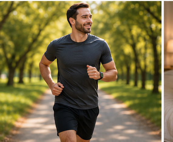 Man jogging outdoors to support weight loss and sexual health